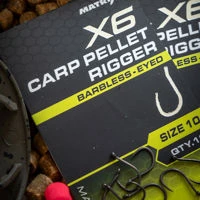 Matrix X6 Carp Pellet Rigger Barbless Eyed Hooks